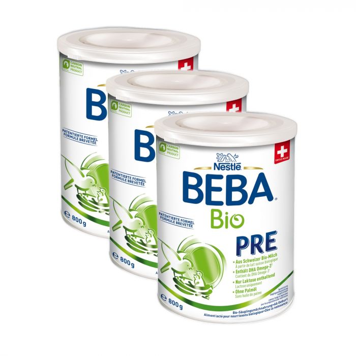 BEBA PRE Bio Anfangsmilch, Anfangsnahrung von Geburt an (3 x 800g)