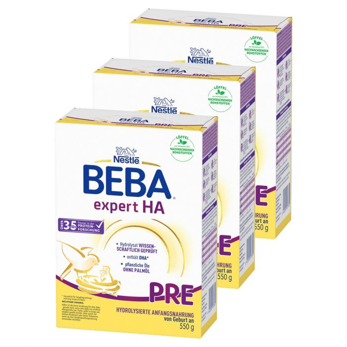 Nestlé BEBA EXPERT HA PRE Hydrolisierte Anfangsnahrung (3 Stück (3 x 550g))