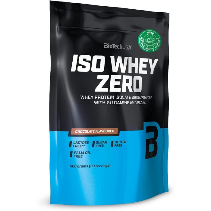 BioTechUSA Iso Whey ZERO, Lactose, Gluten, Sugar FREE, Premium Whey Protein Isolate, 500g, Schokolade (Schokolade - 500g)