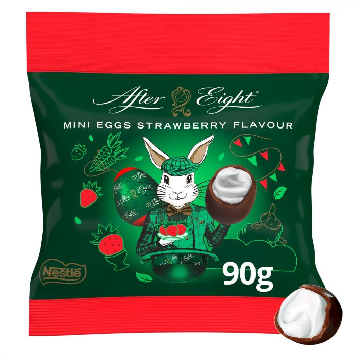 NESTLÉ AFTER EIGHT Mini Eggs Strawberry Flavour, Ostereier aus dunkler Schokolade und Minzfüllung mit Erdbeergeschmack (1 x 90g)