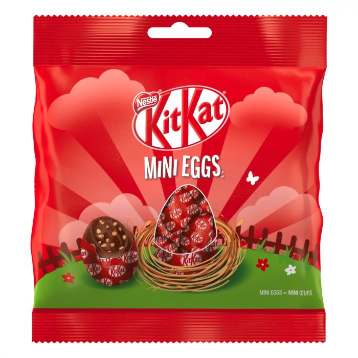 NESTLÉ KITKAT Mini Eggs, kleine Schokoeier aus Milchschokolade mit cremiger Füllung und Knusperstückchen (1 x 90g )