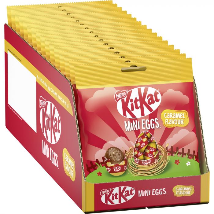 NESTLÉ KITKAT Mini Eggs Caramel, Schoko-Eier aus Milchschokolade mit cremiger Caramel-Geschmack-Füllung mit Knusperstückchen (16er Pack (16 x 90g))