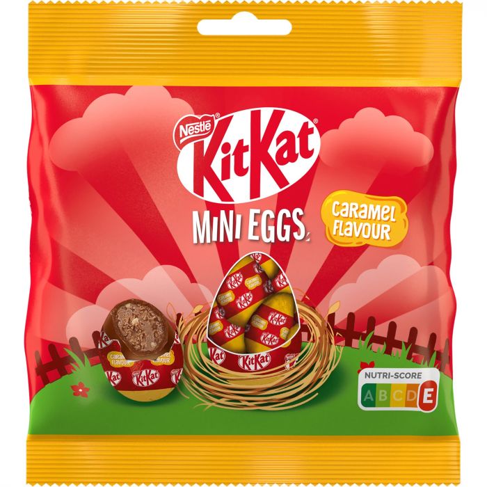 NESTLÉ KITKAT Mini Eggs Caramel, Schoko-Eier aus Milchschokolade mit cremiger Caramel-Geschmack-Füllung mit Knusperstückchen (1 x 90g )