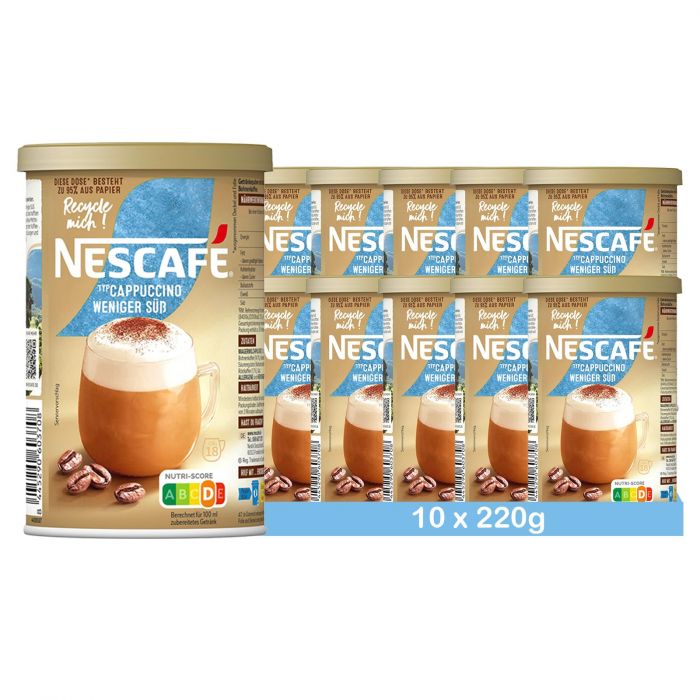 NESCAFÉ Gold Typ Cappuccino Weniger Süß, Getränkepulver mit löslichem Bohnenkaffee (10er Pack (10 x 220g))