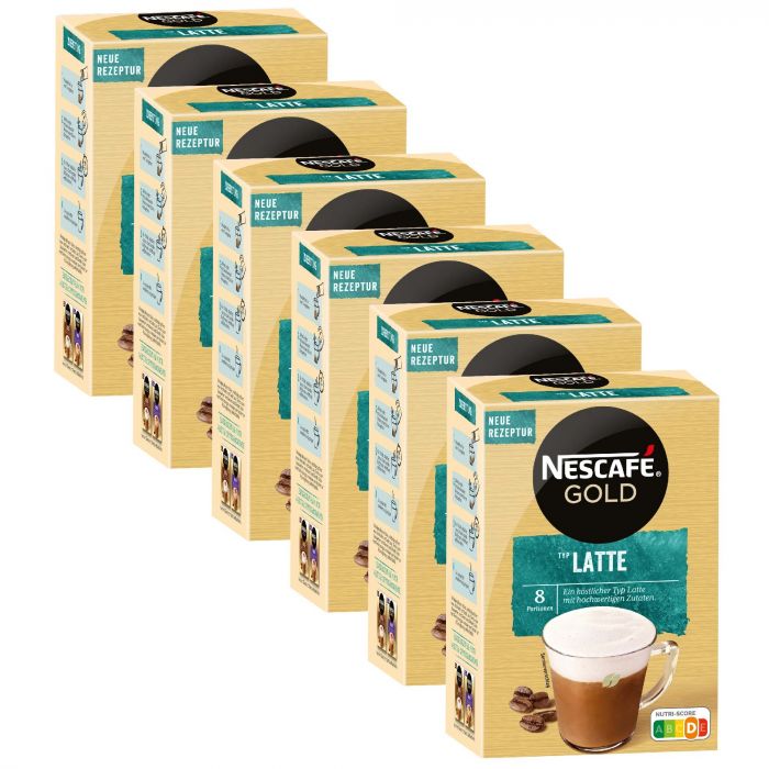 NESCAFÉ Gold Typ Latte, löslicher Bohnenkaffee (6 x 8 x 18g)