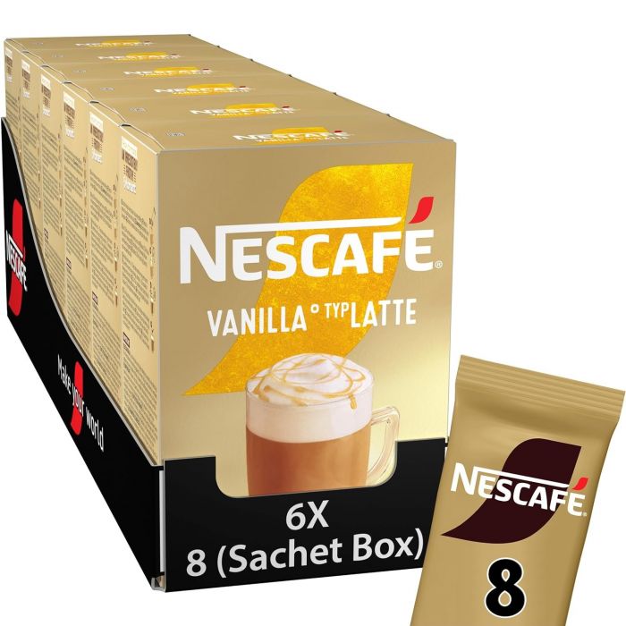 NESCAFÉ Gold Typ Latte Vanilla, löslicher Bohnenkaffee (6 x 8 x 18,5g)