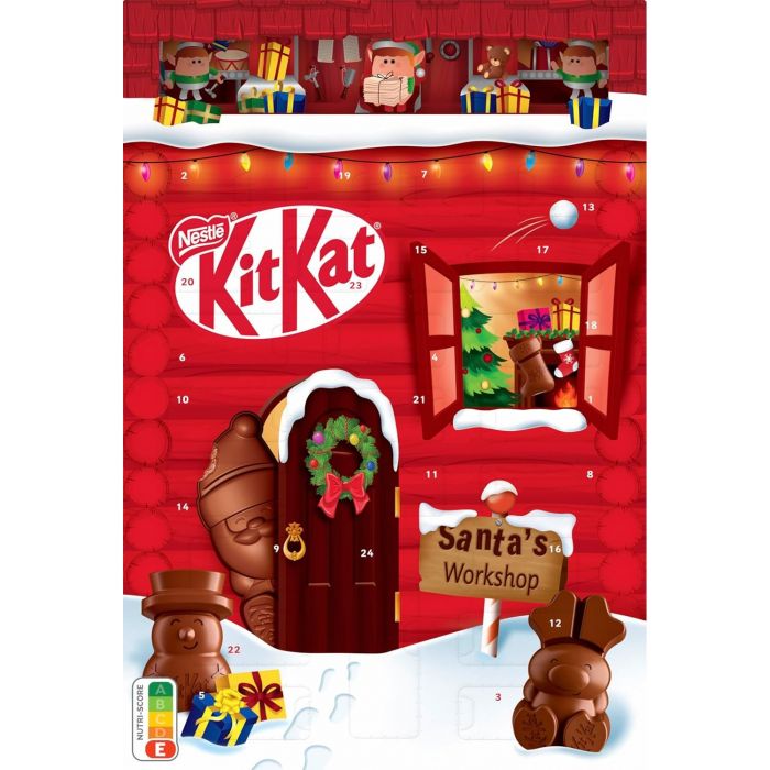 KITKAT Adventskalender mit 24 Schokoladenfiguren und Kugeln mit Knusperstückchen (1 Stück (208g))