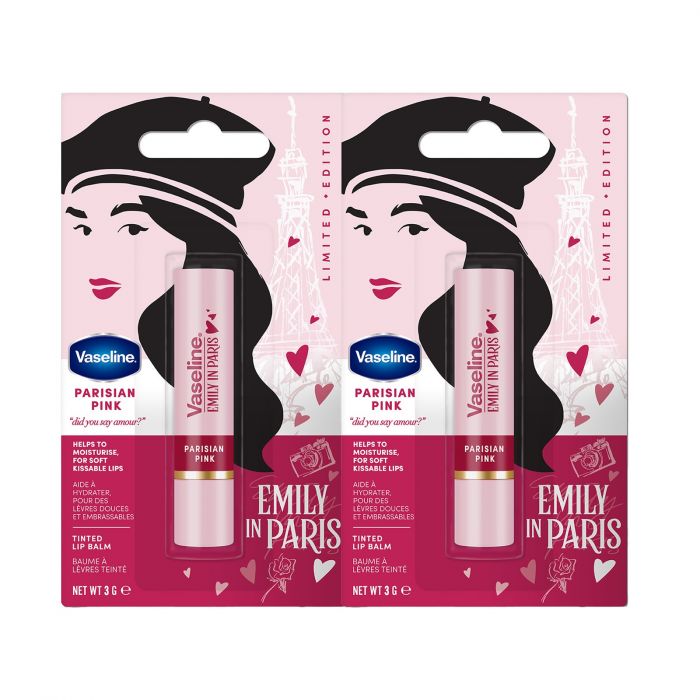 Vaseline x Emily in Paris Parisian Pink | Feuchtigkeitsspendender Lippenbalsam | Limited Edition |  (2er Pack Parisian Pink)